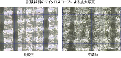 試験試料のマイクロスコープによる拡大写真