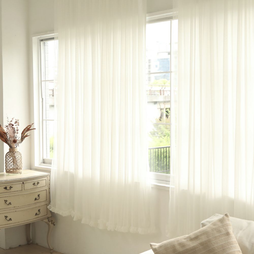 メローフリル（海外受注生産品）】 洗濯可 フリルカーテン 一体型