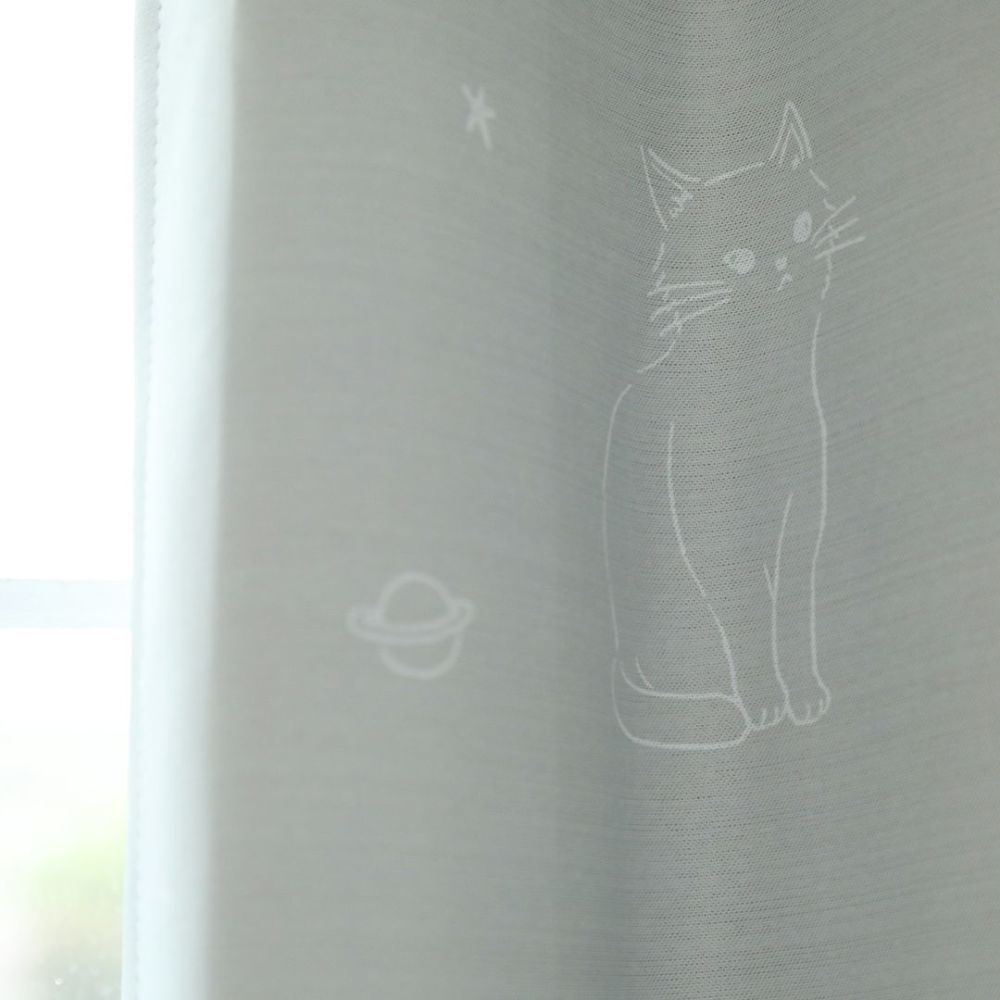 スヤネコ】選べる2色 遮光2級 洗濯可 猫柄 ドレープカーテン