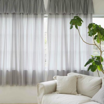 ポール通しタイプ カフェカーテン【ボリュームチュール（海外受注生産