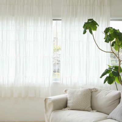 ポール通しタイプ カフェカーテン【ボリュームチュール（海外受注生産