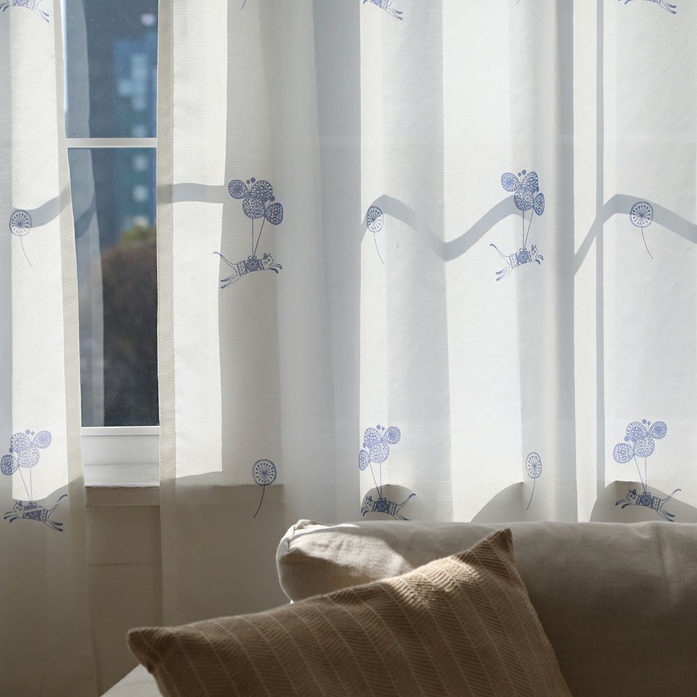 カフェカーテン【ねこねこ様オーダー品 花柄刺繍レースギャザー