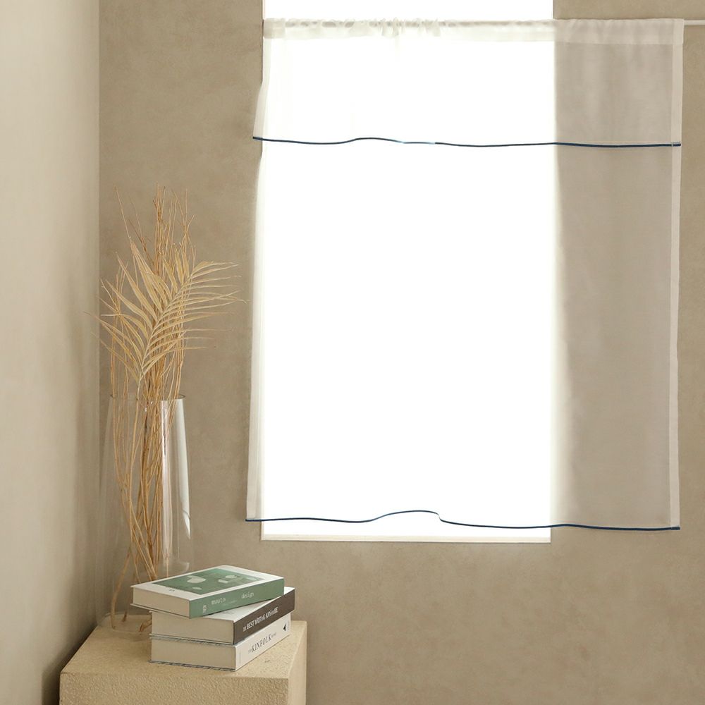 ポール通しタイプ カフェカーテン【ラップパイピング】選べる20色 防炎