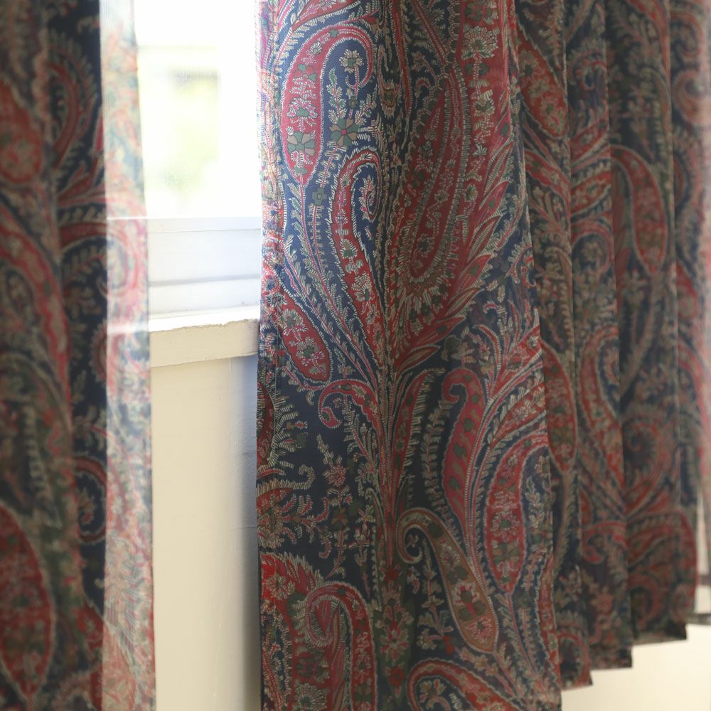 ペイズリー柄 一体型二重カーテン 【1級遮光レイヤードカーテン