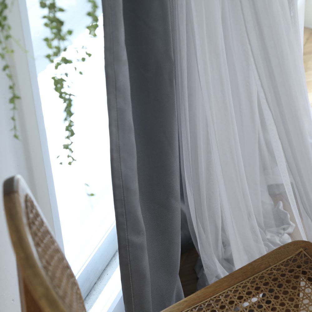 ダブルドレープフリルカーテン（海外受注生産品）】2重カーテン 洗濯可