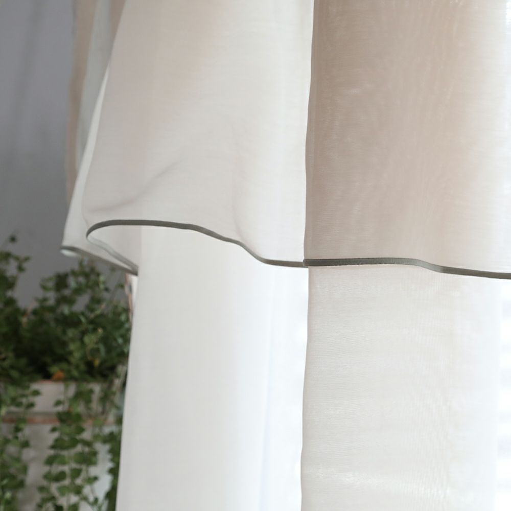 カラードラップパイピング】選べる2色 防炎 パイピング レースカーテン