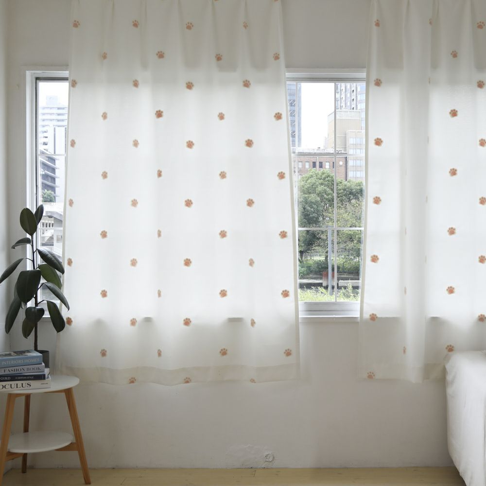 ネコニクキュウ】 猫柄 ドレープカーテン 刺繍 | おしゃれなカーテン