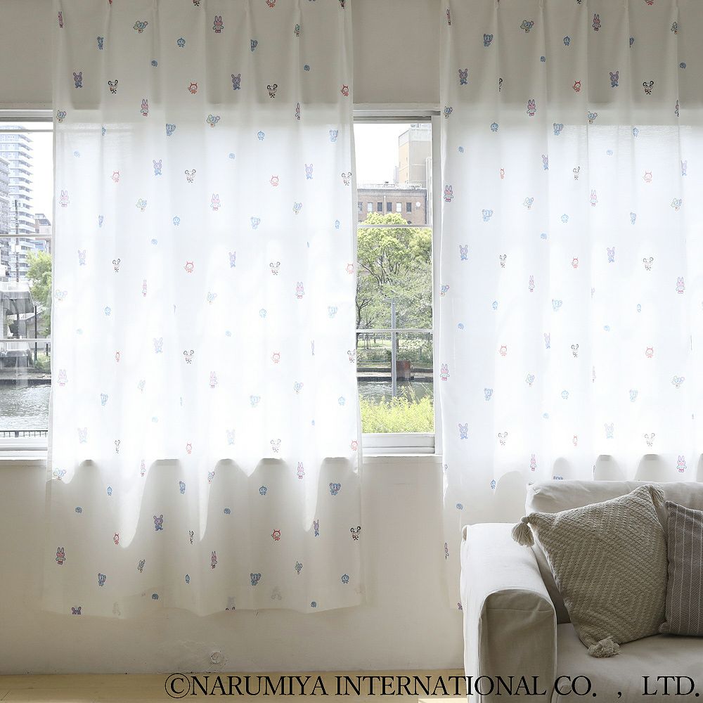 ANGEL BLUE】 オールフレンズ レースカーテン 洗濯可 UVカット