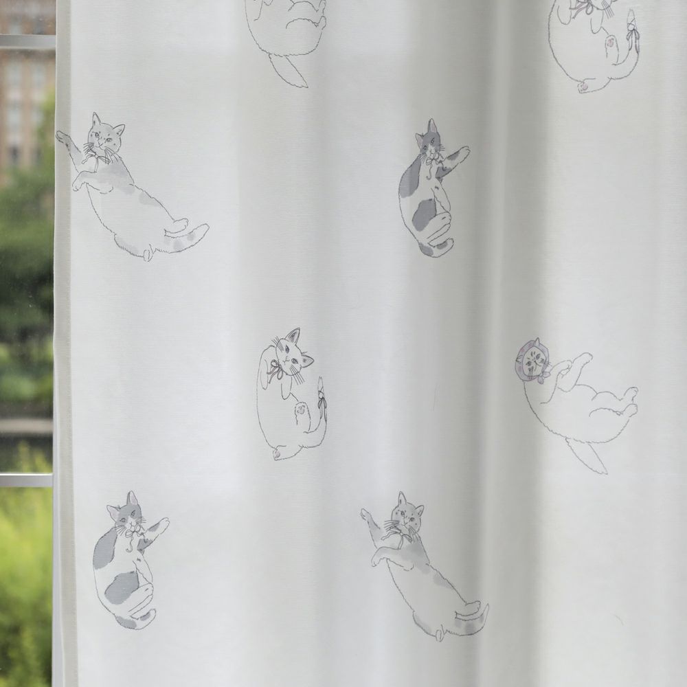 オメカシネコレース】 洗濯可 UVカット 遮熱 保温 遮像 洗濯可 猫柄